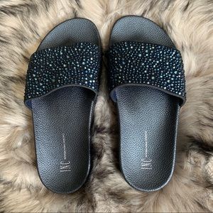 INC Gem Studded Slip On Sandals